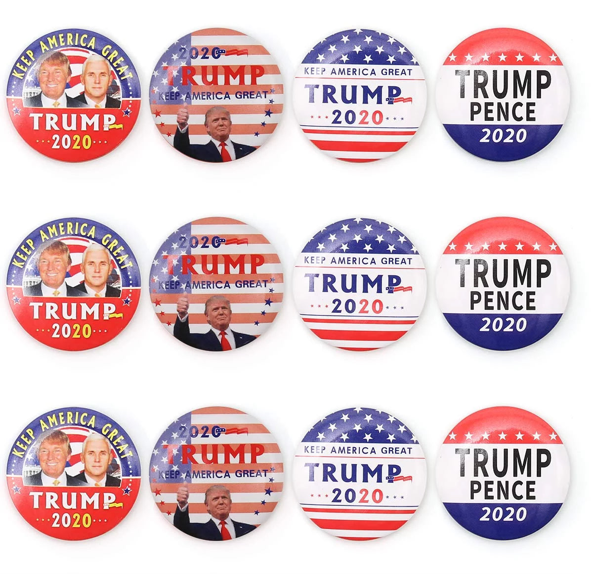 Trump Buttons-Support Trump for 2020 President Election Button Keep America Great Buttons- Pack of 12