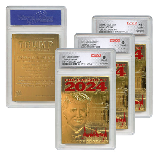 DONALD TRUMP 2024 President 23K GOLD SIGNATURE Card GEM-MINT 10 *QTY 3