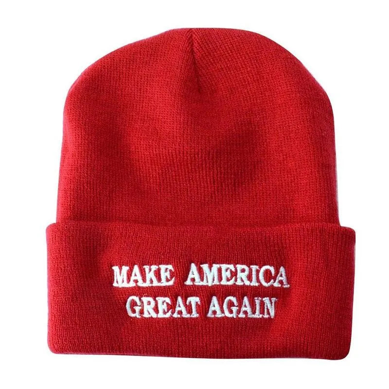 1Pc Donald Hat MAGA Winter Knit Red Beanie Make America Great Again USA Patriots Hat for President Unisex